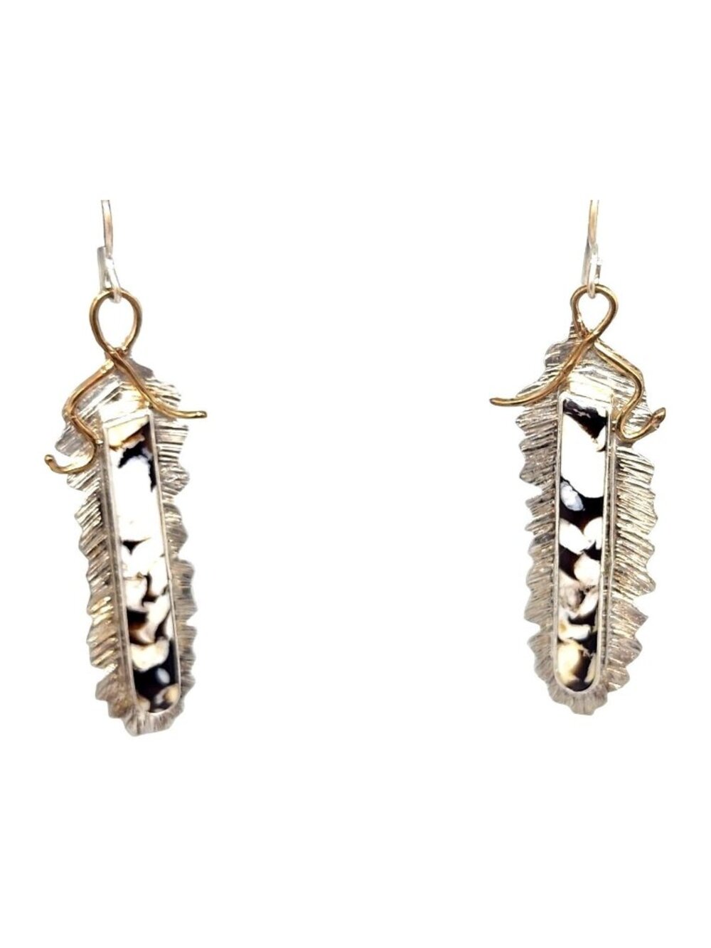 Earrings Peanutwood 10 gr Silver 925 Gold 14K Peanutwood 40mm x 5mm Frame 16mm x